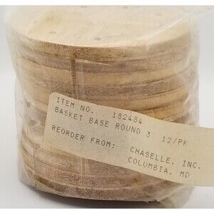Predrilled round wooden basket base #3 12 count sealed